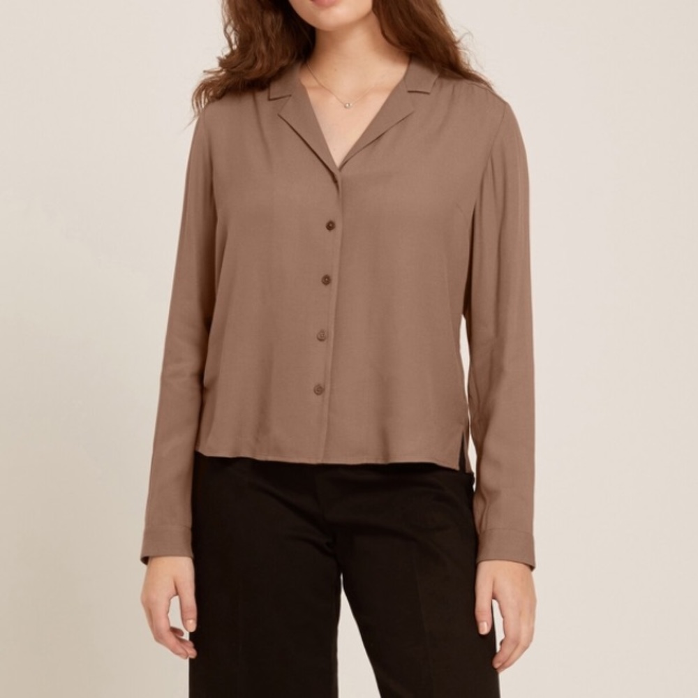 NEW Frank & Oak Camp Collar Long Sleve Blouse M